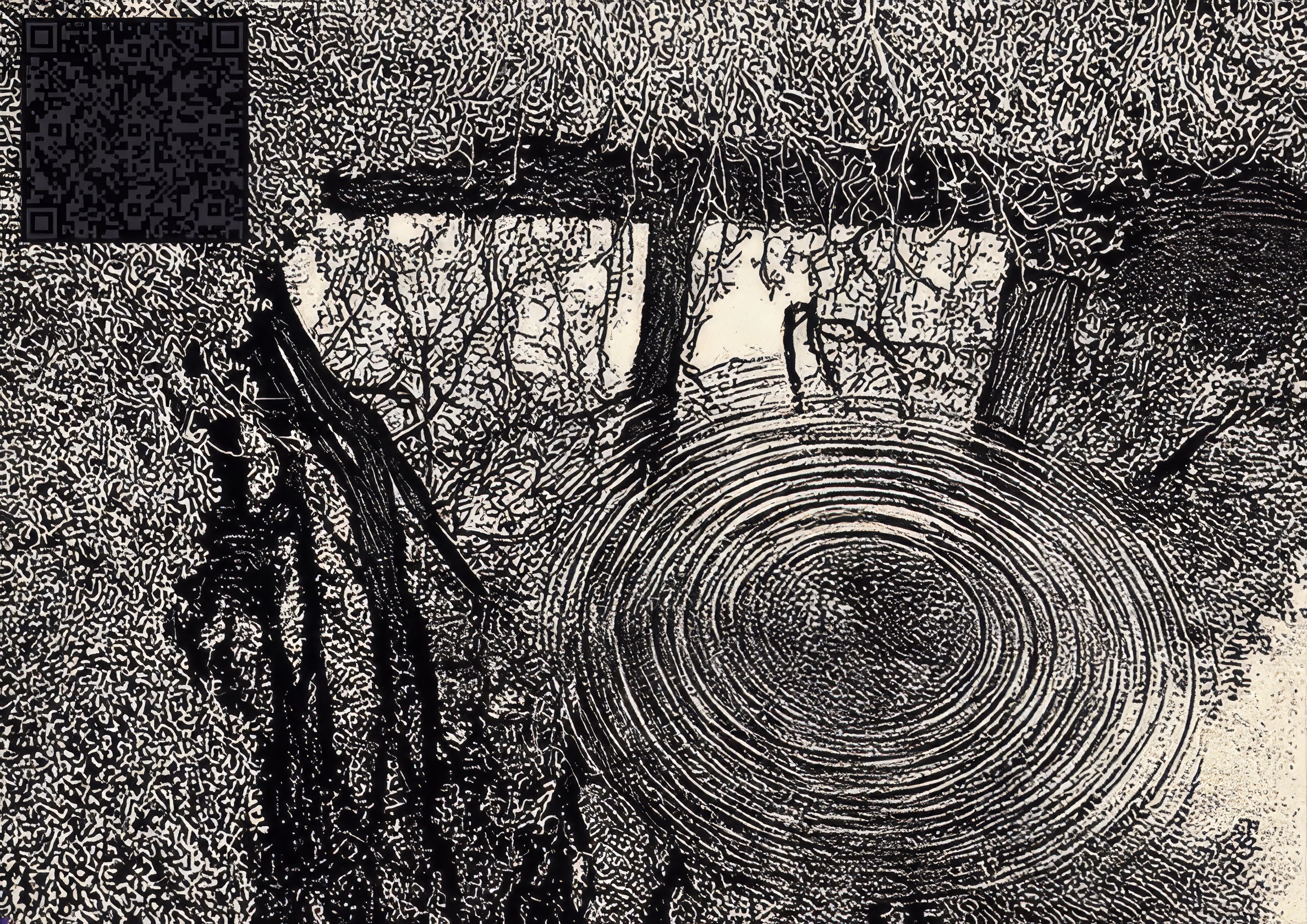 MCE Woodcut Ripples on Water (QR de)