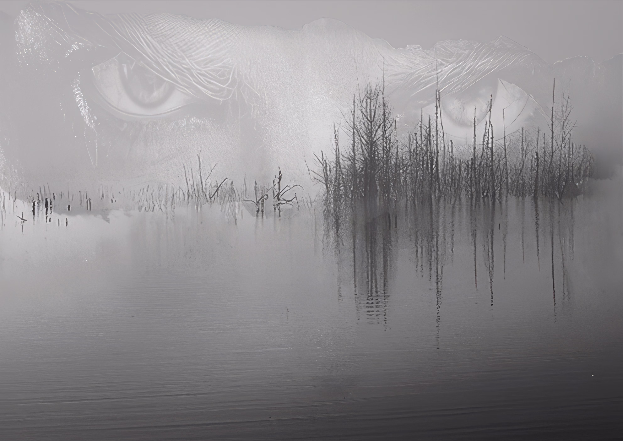 Unseen Gazes in Desolate Landscape